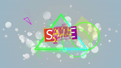 animación del texto de venta sobre un fondo abstracto
