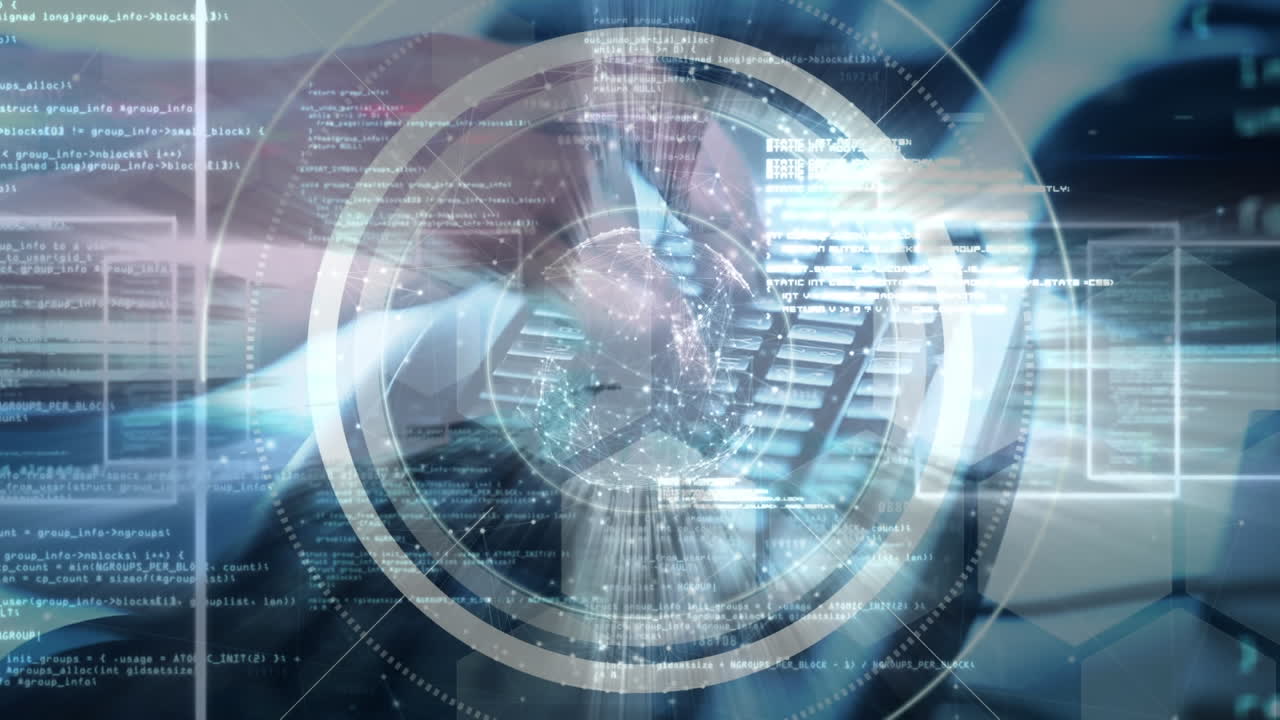 animazione dell'elaborazione dei dati con una scansione sulla tastiera