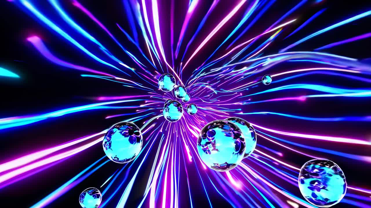 Neon Glowing Tunnel with Spheres