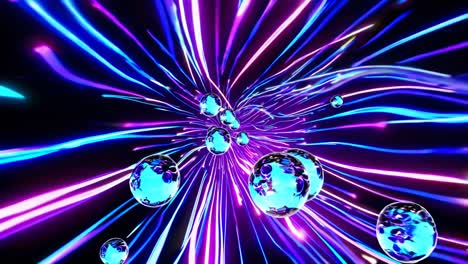 neon glowing tunnel with spheres