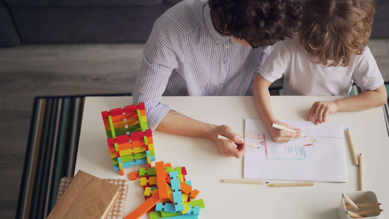 Mother and Child Drawing Together