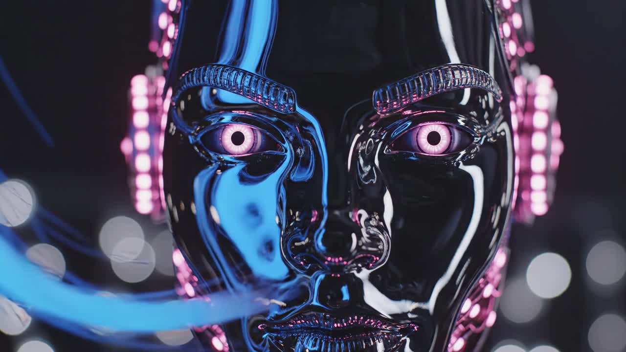 Futuristic Robot Face with Artificial Intelligence