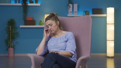 unhappy and restless woman.