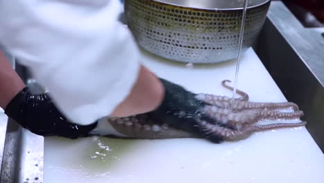 A-chef-cleans-octopus.-Raw-seafood