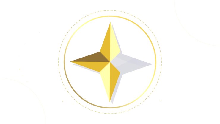 Animated Golden Four-Pointed Star Rotating in a Circle