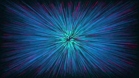 cosmic dark background with fast moving neon particles. flash with colored glowing rays. looped animation.