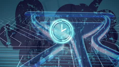 animación del reloj sobre la red de conexiones