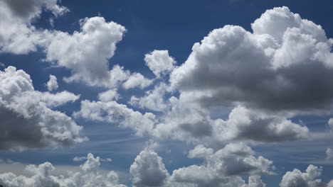 time lapse of puffy, fluffy white tropical cumulus clouds moving from left to right