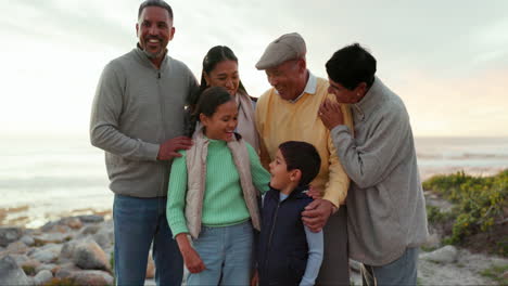 Nature,-beach-and-big-family-laughing