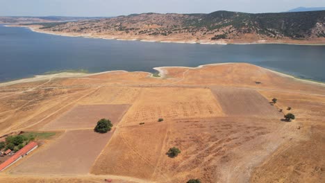 Big-Turkish-Lake-And-Mountains,-Aerial,-Pano-View