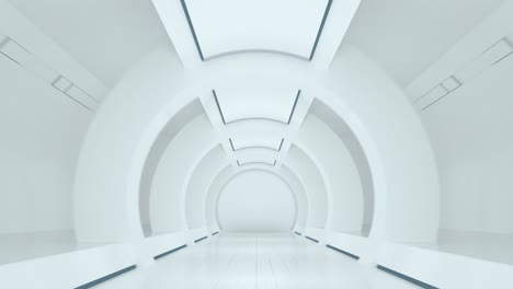 white sci-fi tunnel, empty round room, 3d rendering.