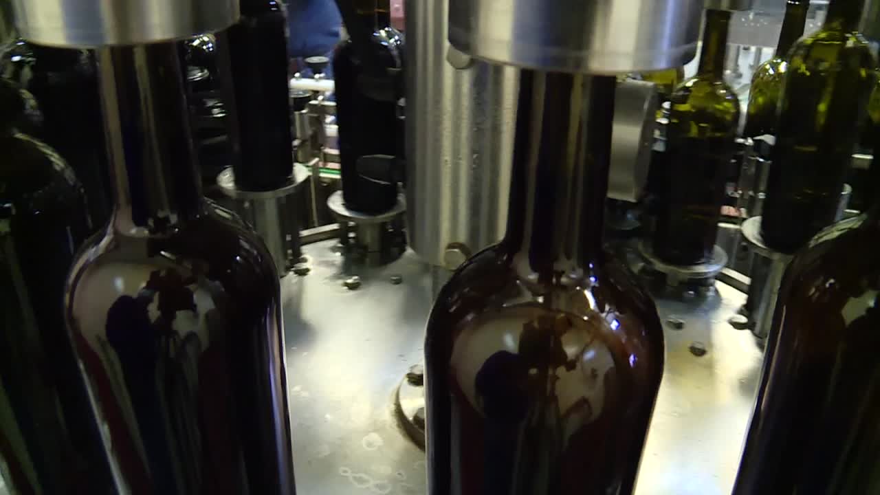 와인병 컨베이어 벨트