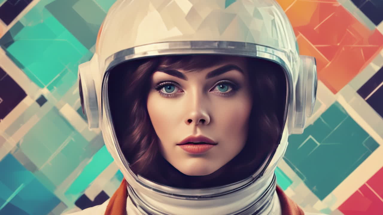 Mulher com headset VR, gerada por IA