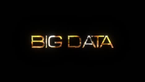 big data glitch text effect with gold light glowing loop animation. 4k 3d rendering seamless loop big data glowing golden word with light glitch effect video cover for banner, title, intro, present.