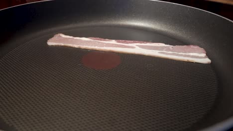 Static-Close-Up-Shot-of-Sliced-Bacon-Cooking-in-a-pan