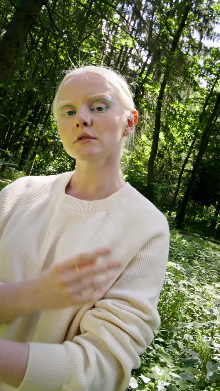 Albino Model in Forest