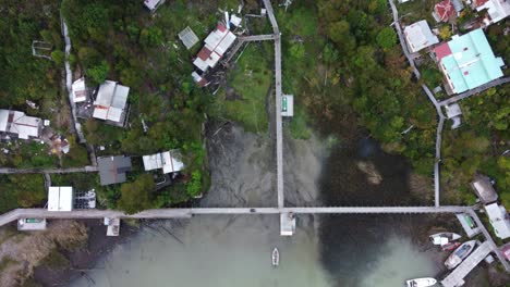 a village full of wood bridges in south america