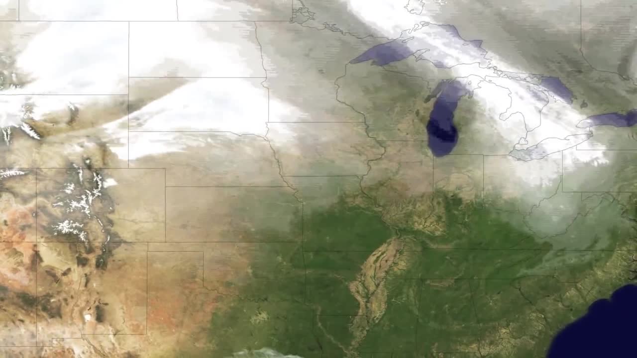 2011년 미국 중부와 동부를 강타한 엄청난 눈보라에 대한 일기 예보 스타일의 뉴스 영상