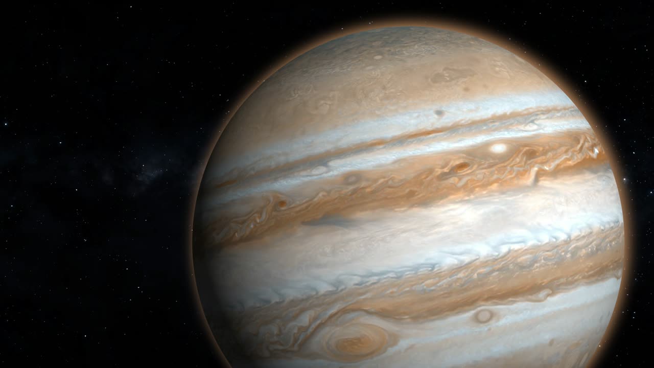 júpiter y las estrellas ultra-realistas en 3d.