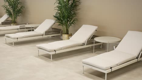 modern sunbeds in a relaxing spa area