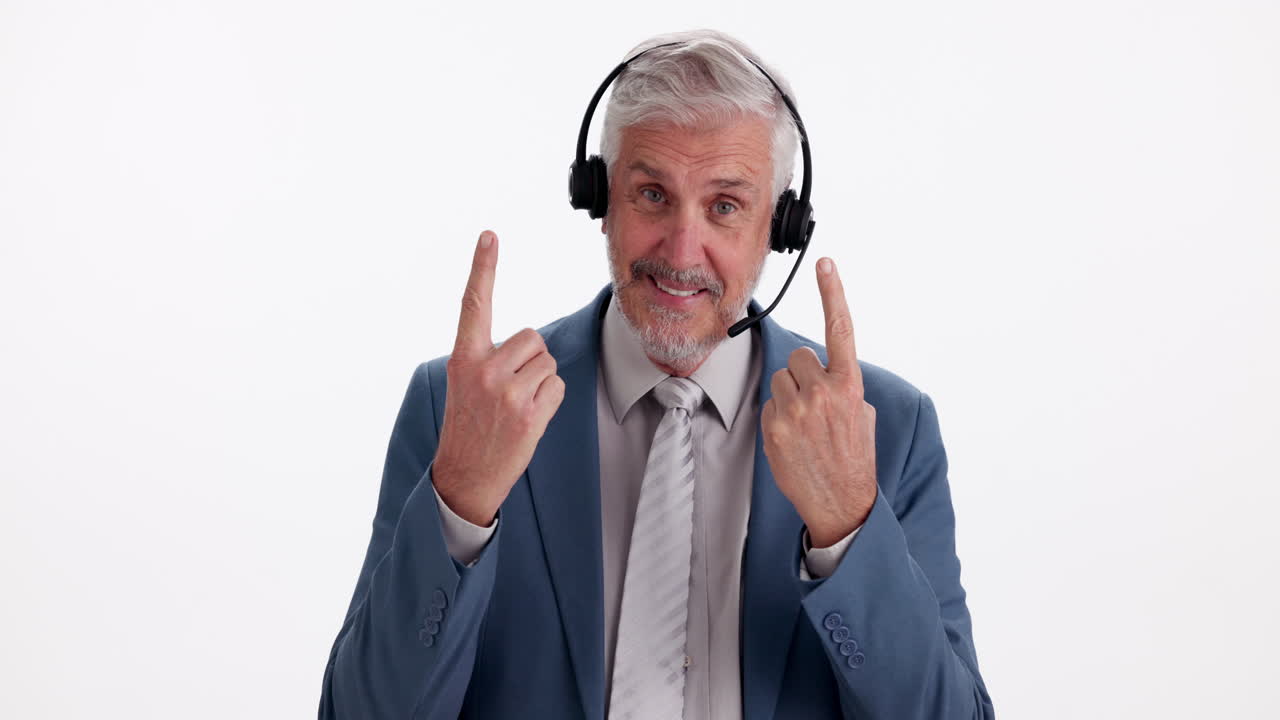 Customer Support Businessman Pointing Up