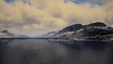 mountains covered with ice in antarctic landscape