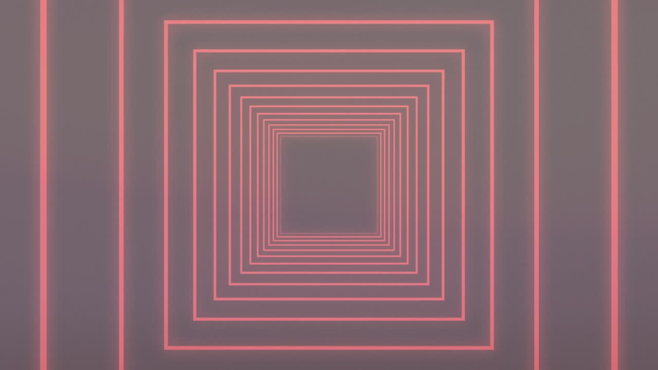 Animation of neon glowing tunnel over black background