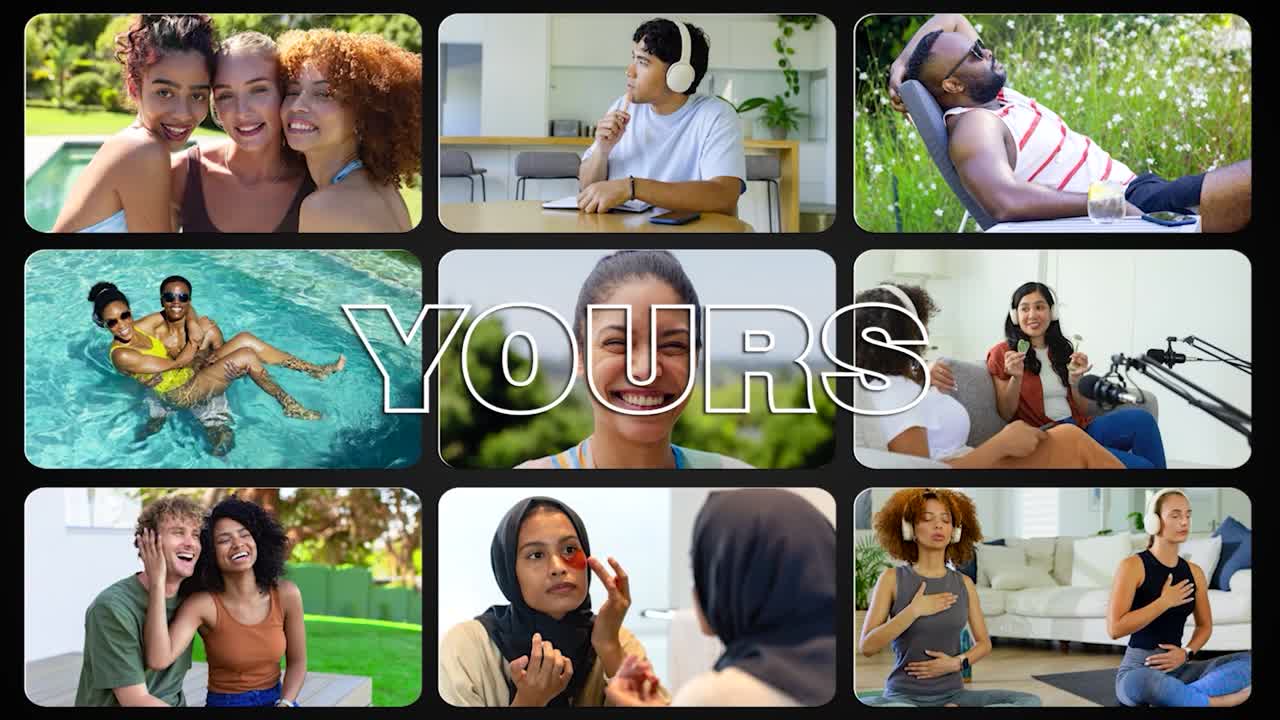 Dynamic Spinning 3D Slideshow with Diverse People and Modern Lifestyle Clips