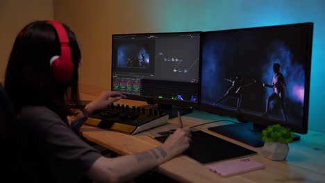 video editor at work
