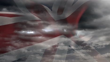 bandera de inglaterra ondeando contra el cielo y las nubes 4k