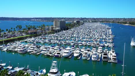 beautiful view harbor island in san diego, california shot in 4k slow motion