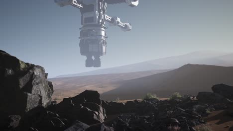 nave espacial alienígena sobre el desierto
