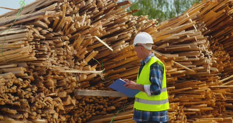 male worker examining plank's stack 17