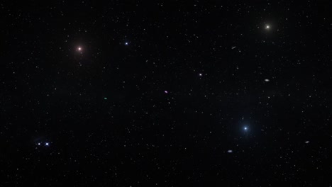 volando lentamente a través de un campo estelar realista que contiene estrellas y galaxias