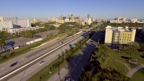 4k aerial drone video of interstate 375 approaching skyline of downtown st