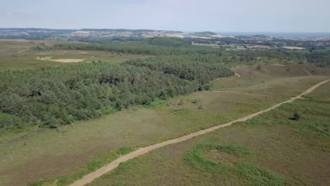 Aerial-shot-of-Woodbury-Common.-Devon,-UK