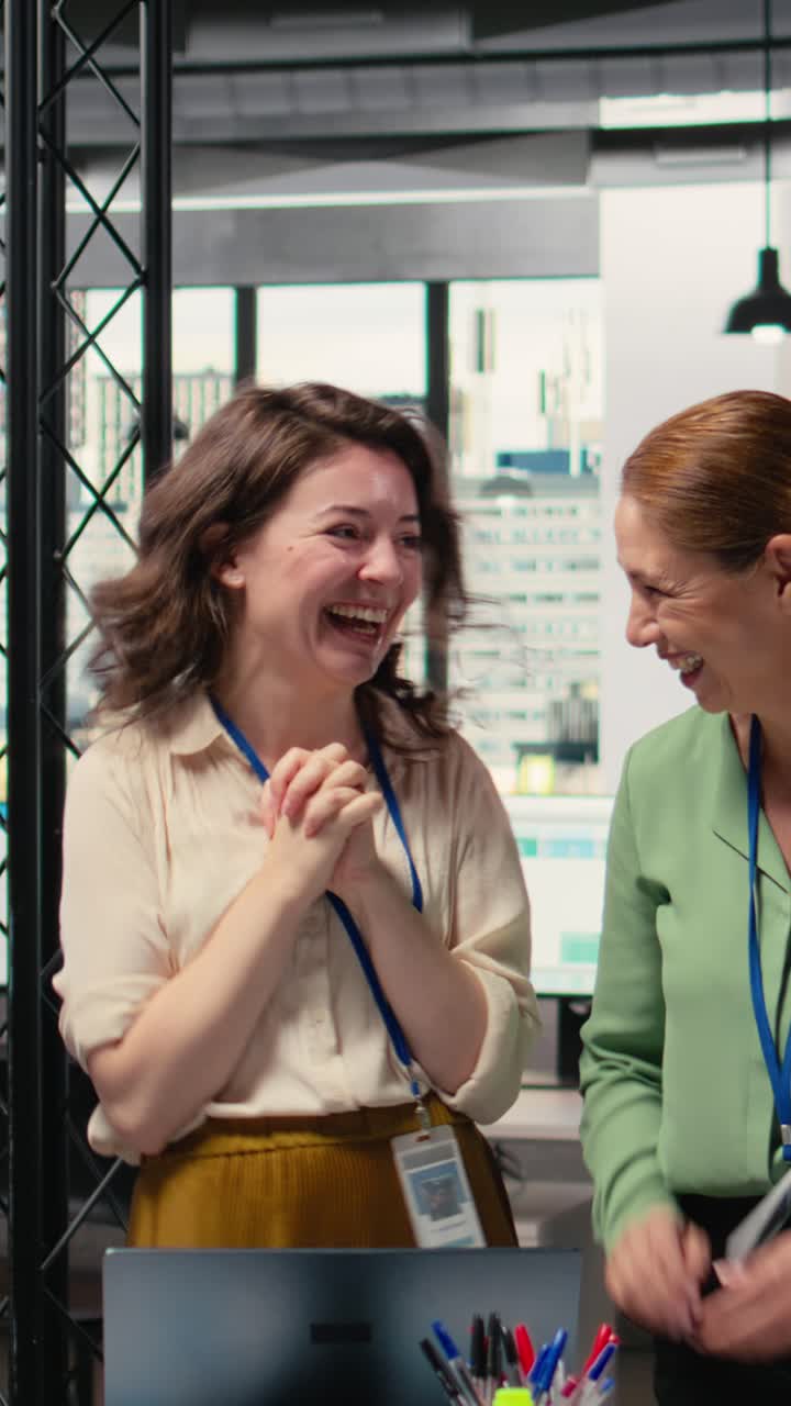 Vertical Video Powerful team of professional women meets in the boardroom