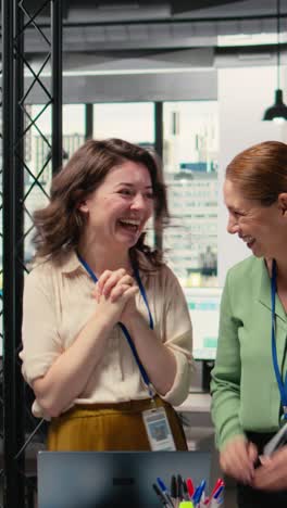vertical video powerful team of professional women meets in the boardroom