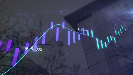 Animation-Der-Statistikverarbeitung-über-Dem-Stadtbild