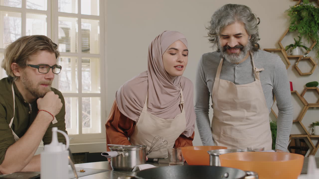Muslim Woman Cooking At Culinary Class