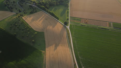 aerial view of agricultural fields and farmland