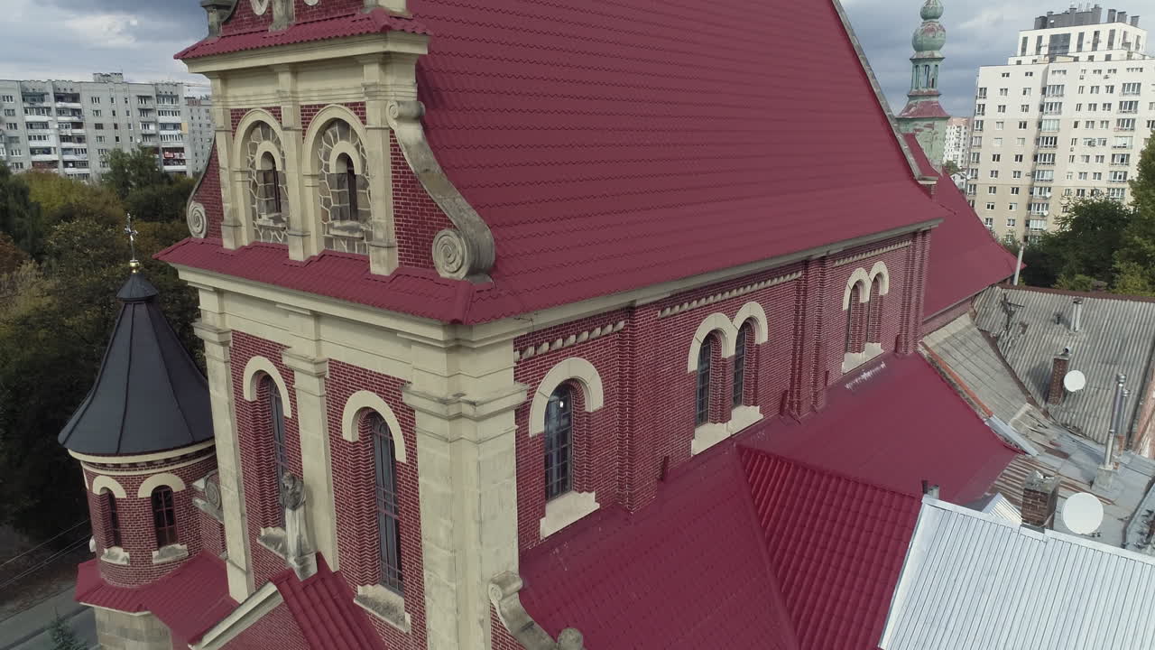 Aerial View of a Historical Church