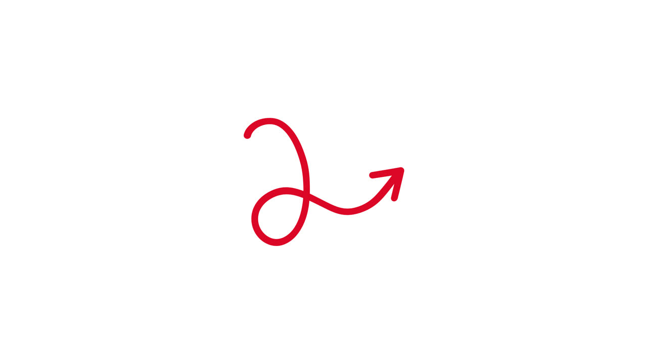 Hand-Drawn Red Arrow Animation on White Background