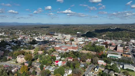 aerial view of a charming town in autumn
