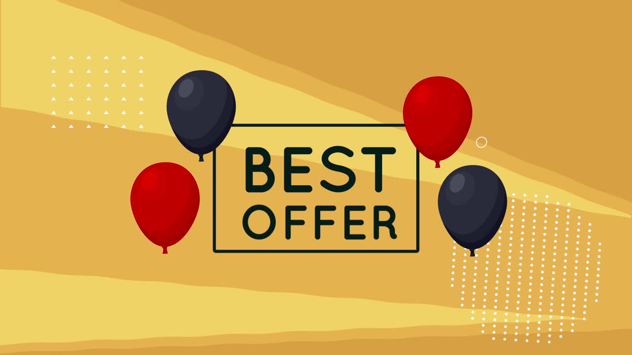 best offer sale poster animation with balloons helium