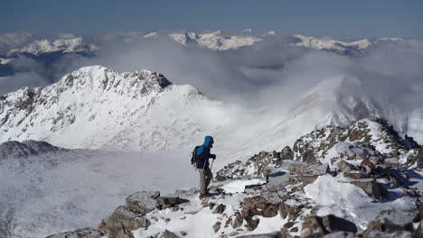 Winter-Trekking-and-Amazing-View-of-Snow-Capped-Mountain-Range