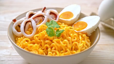 instant noodles salt egg flavour with squid or octopus bowl