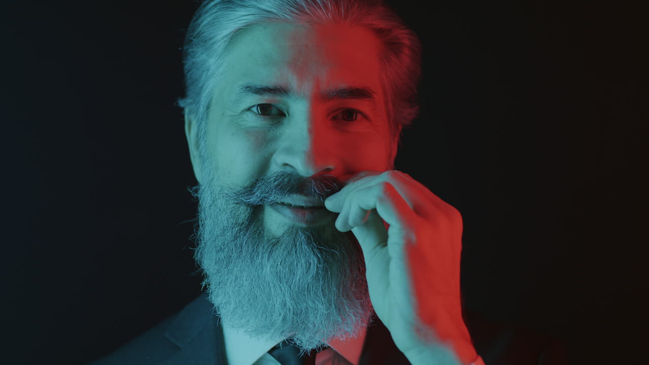 Senior Businessman in Neon Light Portrait