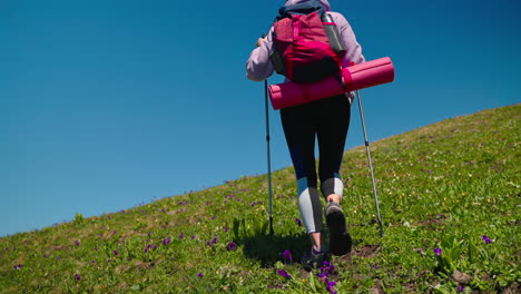 woman hiking in a mountainous area