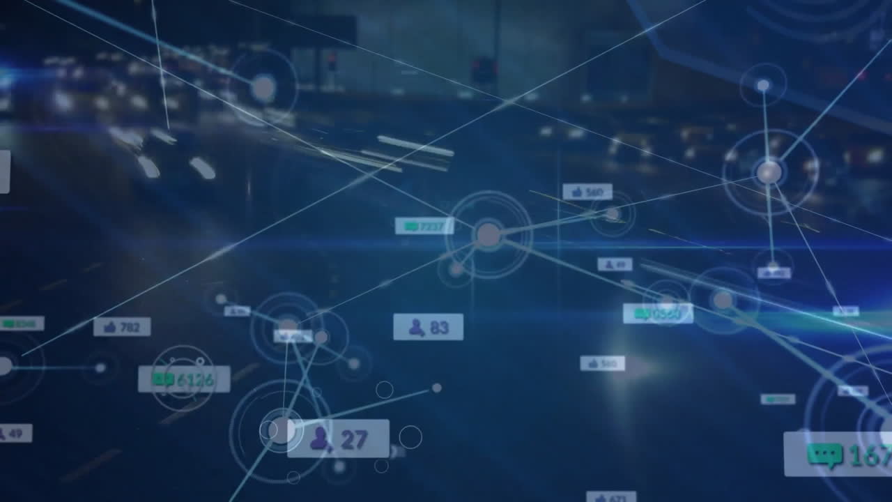 animación de la red de conexiones con datos de las redes sociales en la ciudad